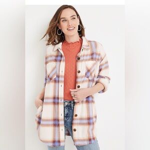 Maurices Woman’s Plaid Shacket - Red and Blue